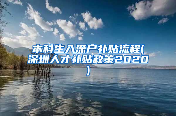 本科生入深户补贴流程(深圳人才补贴政策2020)