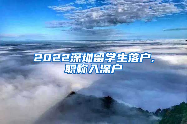 2022深圳留学生落户,职称入深户