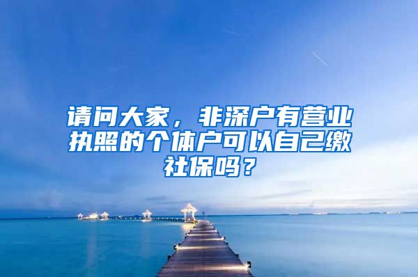 请问大家，非深户有营业执照的个体户可以自己缴社保吗？