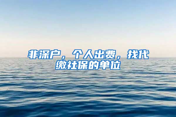 非深户，个人出费，找代缴社保的单位