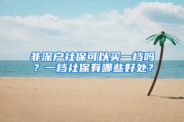 非深户社保可以买一档吗？一档社保有哪些好处？