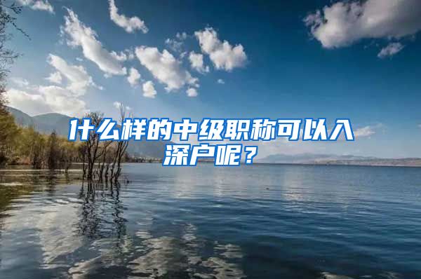 什么样的中级职称可以入深户呢？