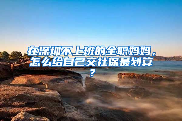 在深圳不上班的全职妈妈，怎么给自己交社保最划算？