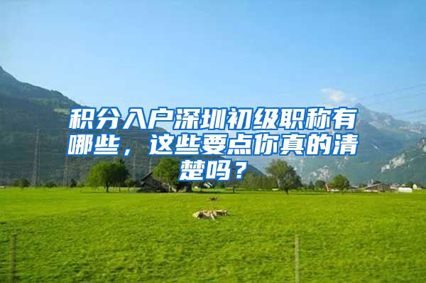 积分入户深圳初级职称有哪些，这些要点你真的清楚吗？