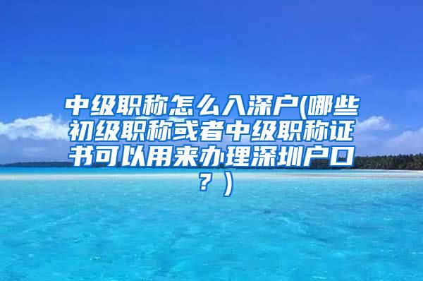 中级职称怎么入深户(哪些初级职称或者中级职称证书可以用来办理深圳户口？)