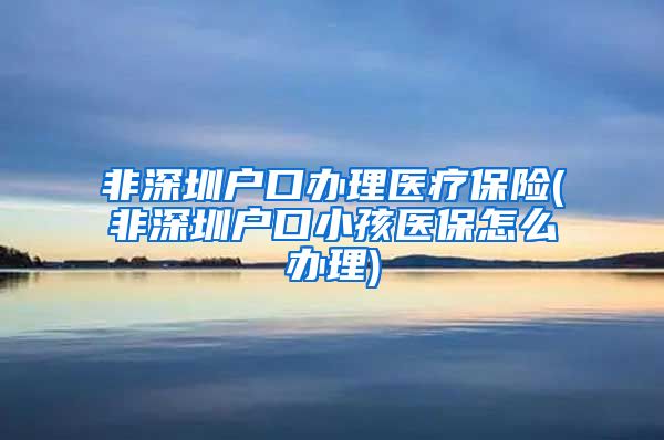 非深圳户口办理医疗保险(非深圳户口小孩医保怎么办理)