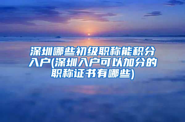 深圳哪些初级职称能积分入户(深圳入户可以加分的职称证书有哪些)