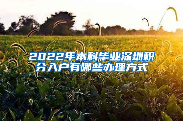 2022年本科毕业深圳积分入户有哪些办理方式