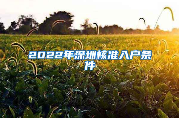 2022年深圳核准入户条件