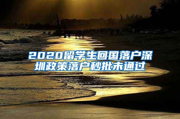 2020留学生回国落户深圳政策落户秒批未通过