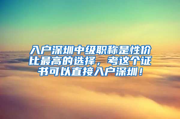 入户深圳中级职称是性价比最高的选择，考这个证书可以直接入户深圳！