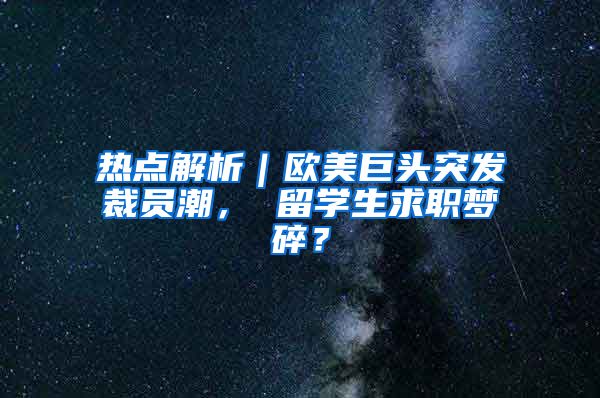 热点解析｜欧美巨头突发裁员潮， 留学生求职梦碎？