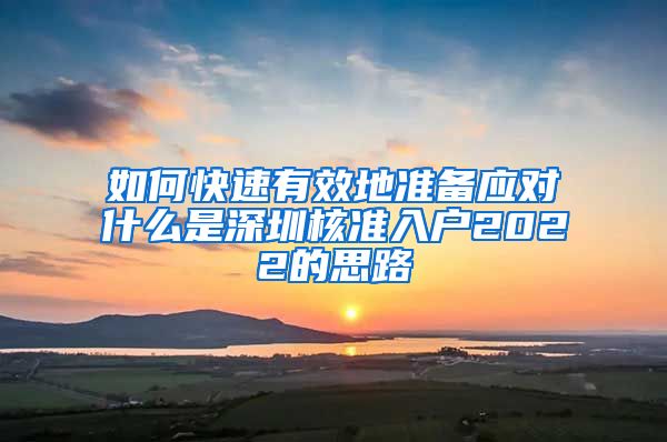 如何快速有效地准备应对什么是深圳核准入户2022的思路