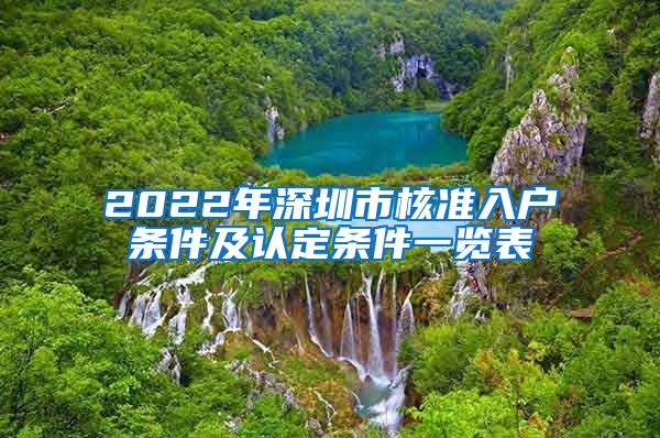 2022年深圳市核准入户条件及认定条件一览表