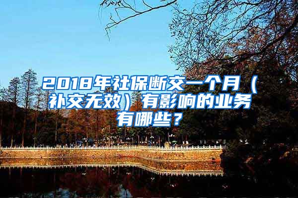 2018年社保断交一个月（补交无效）有影响的业务有哪些？