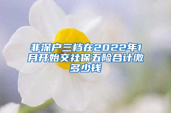 非深户三档在2022年1月开始交社保五险合计缴多少钱