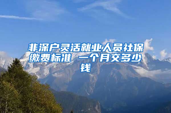 非深户灵活就业人员社保缴费标准 一个月交多少钱