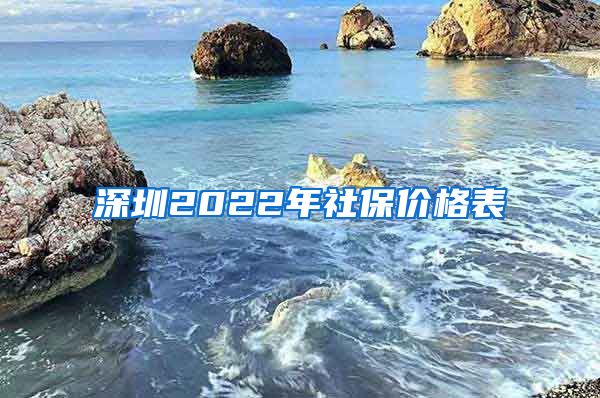 深圳2022年社保价格表