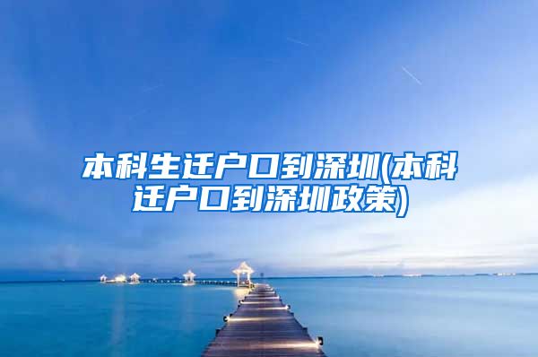 本科生迁户口到深圳(本科迁户口到深圳政策)