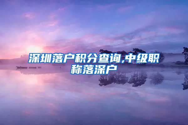 深圳落户积分查询,中级职称落深户