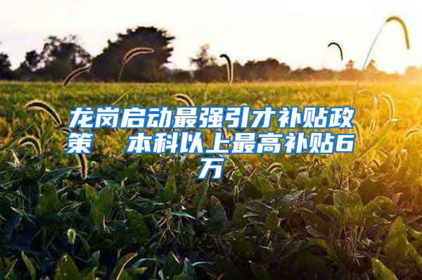 龙岗启动最强引才补贴政策  本科以上最高补贴6万