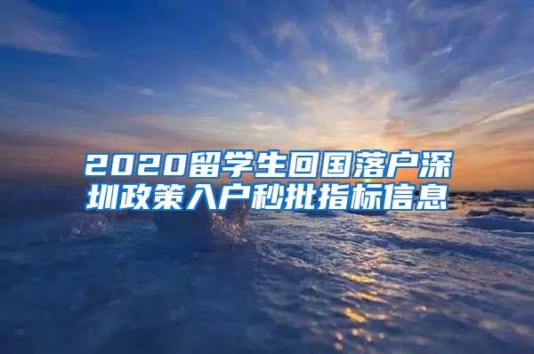 2020留学生回国落户深圳政策入户秒批指标信息