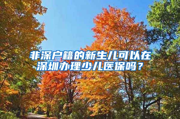 非深户籍的新生儿可以在深圳办理少儿医保吗？