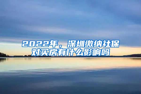 2022年，深圳缴纳社保对买房有什么影响吗