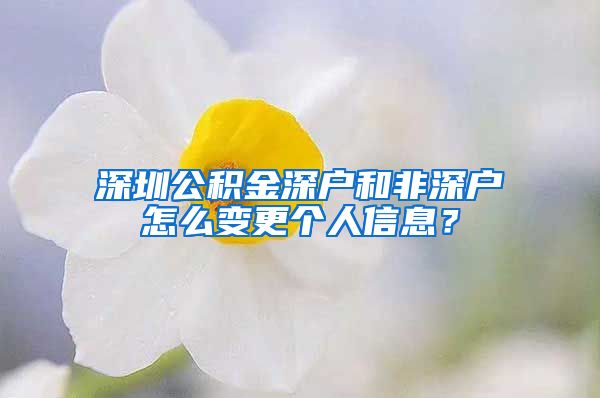 深圳公积金深户和非深户怎么变更个人信息？