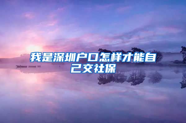 我是深圳户口怎样才能自己交社保