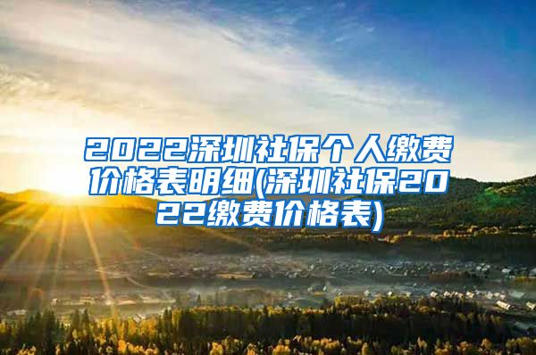 2022深圳社保个人缴费价格表明细(深圳社保2022缴费价格表)