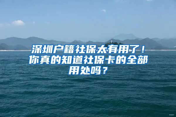 深圳户籍社保太有用了！你真的知道社保卡的全部用处吗？