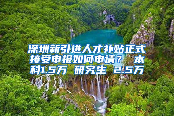 深圳新引进人才补贴正式接受申报如何申请？ 本科1.5万 研究生 2.5万