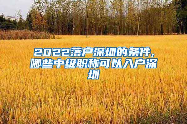 2022落户深圳的条件,哪些中级职称可以入户深圳