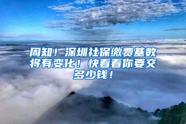 周知！深圳社保缴费基数将有变化！快看看你要交多少钱！