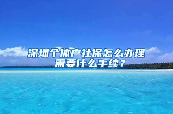 深圳个体户社保怎么办理 需要什么手续？