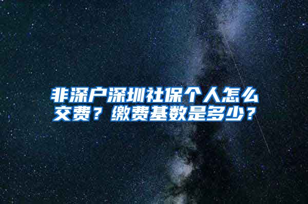 非深户深圳社保个人怎么交费？缴费基数是多少？