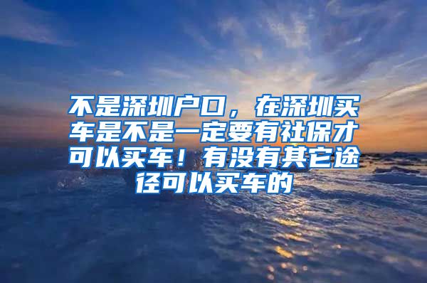 不是深圳户口，在深圳买车是不是一定要有社保才可以买车！有没有其它途径可以买车的