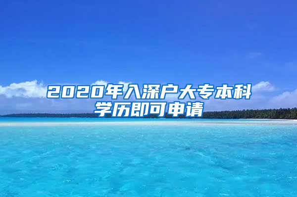 2020年入深户大专本科学历即可申请