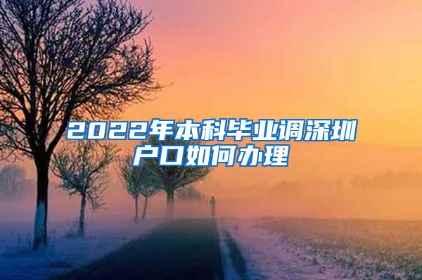 2022年本科毕业调深圳户口如何办理