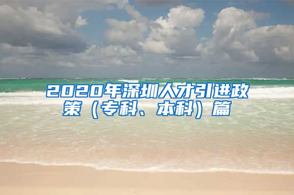 2020年深圳人才引进政策（专科、本科）篇