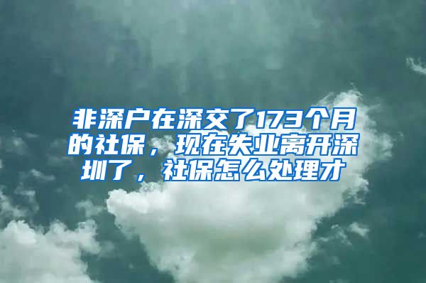 非深户在深交了173个月的社保，现在失业离开深圳了，社保怎么处理才