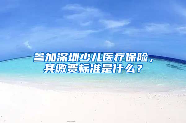 参加深圳少儿医疗保险，其缴费标准是什么？