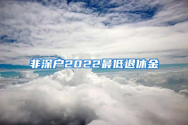 非深户2022最低退休金