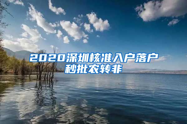 2020深圳核准入户落户秒批农转非