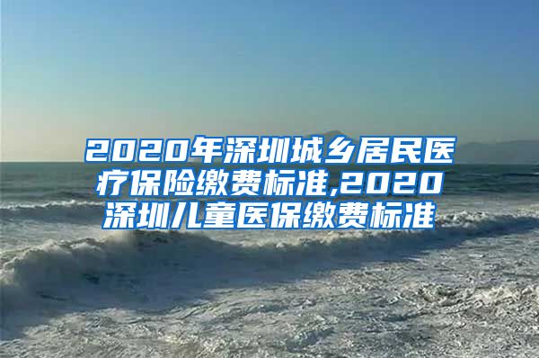 2020年深圳城乡居民医疗保险缴费标准,2020深圳儿童医保缴费标准