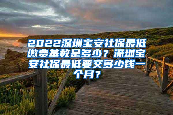 2022深圳宝安社保最低缴费基数是多少？深圳宝安社保最低要交多少钱一个月？