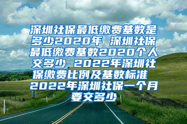 深圳社保最低缴费基数是多少2020年 深圳社保最低缴费基数2020个人交多少 2022年深圳社保缴费比例及基数标准 2022年深圳社保一个月要交多少