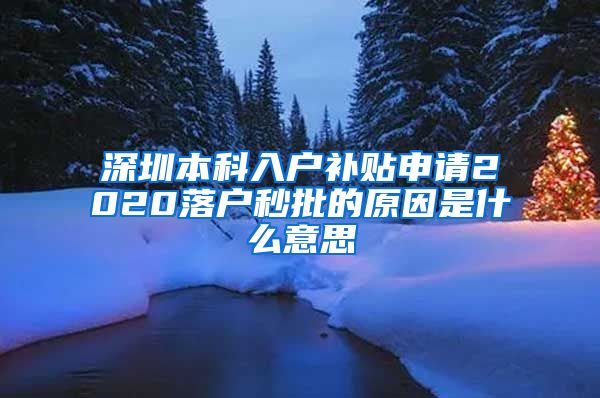 深圳本科入户补贴申请2020落户秒批的原因是什么意思