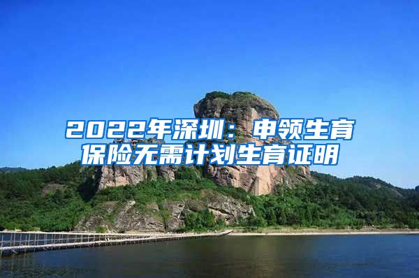 2022年深圳：申领生育保险无需计划生育证明